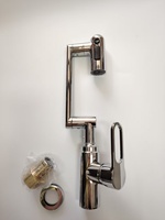 Robinet de lavabo moderne en acier inoxydable 304 chromé, réglable et rotatif, à trou unique, pour salle de bain et chambre, motif chat porte-bonheur