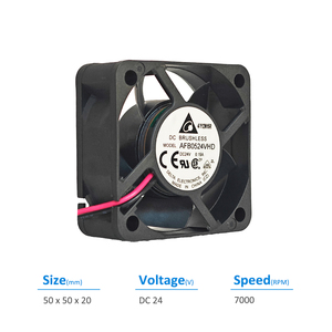 Delta AFB0524VHD 5020 24VDC 0.10A 2.40W 7000RPM Ball Bearing Plastic Electric OEM Control Cabinet Inverter UPS Axial Cooling <b>Fan</b> - Product Image 3