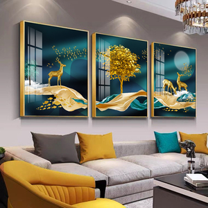 Peinture murale encadrée en gros, 3 pièces/ensemble, décoration moderne de luxe, design, peinture murale en porcelaine, image - Product Image 2