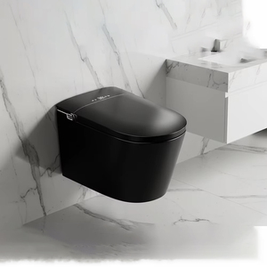 Tenture murale sans monture p piège couleur noire céramique sanitaire <span class=keywords><strong>wc</strong></span> mural drain mat noir mur <span class=keywords><strong>suspendu</strong></span> toilette intelligente - Product Image 1