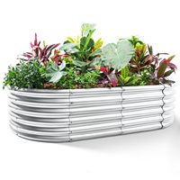 Grand ensemble de jardinières surélevées en acier galvanisé écologique et coloré, style américain classique, pour légumes et fleurs en extérieur