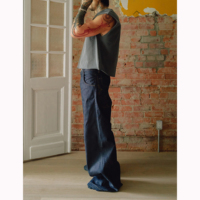 Jeans en denim brut selvedge fabriqués en Chine, denim slub, pantalon large pour homme, jean de haute qualité, poche arrière personnalisée, pantalon de créateur