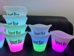 Personalizar o logotipo Led Ice Bucket Boates Led Light up Beer Bucket Night Party champanhe Balde De Gelo Branco Led 3 Corner Ice Bucket - Product Image 6