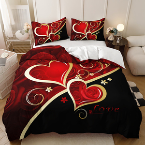 3D In Kỹ Thuật Số Tình Yêu Tình Yêu Màu Đỏ Tăng Bướm Người Yêu Bộ Đồ Giường Sợi Nhỏ Vua Duvet Cover <span class=keywords><strong>Set</strong></span> - Product Image 3