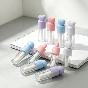 Emballage personnalisé pour gloss à lèvres avec logo, 3,5 g, 5 g, mini tube vide pour gloss à lèvres, conteneur transparent pour gloss à lèvres avec un joli bouchon en forme de cœur - Product Image 2