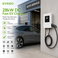 EVEGO Nueva Estación de Carga Rápida DC para Exteriores de 28KW CCS1/GBT, 240V Monofásica, OCPP 2.0.1, RFID, 4G, IP55, Cargador de Vehículos Eléctricos de Montaje en Pared