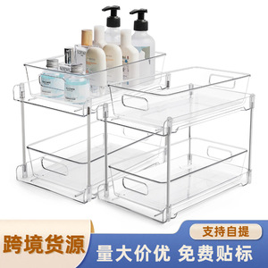 ฮิโรกิ ยาซูชิ ชั้นวางของสองชั้นแบบใส สำหรับจัดระเบียบในห้องน้ำ ห้องครัว อ่างล้างจาน โต๊ะทำงาน - Product Image 5