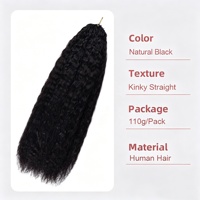 Extensions de cheveux humains au crochet en stock, Cheveux birmans bruts, Extensions de cheveux humains lisses crépus, Lot de cheveux à tresser en gros