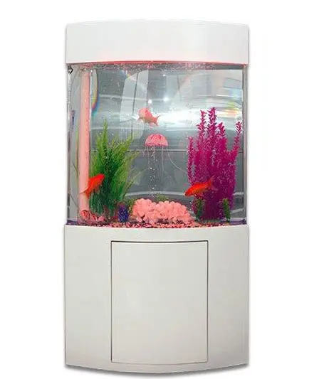 Neues leuchtendes Acryl-Aquarium Zylinderform Acryl-Goldfisch becken mit LED