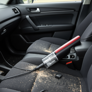 Aspirateur de voiture filaire rouge mini portatif 0,5L 2 embouts pour le nettoyage des véhicules - Product Image 2