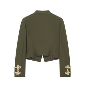 <span class=keywords><strong>Blazer</strong></span> Wanita 2026 model baru kasual modis berkerah berdiri dengan kancing simpul, setelan retro wanita lengan panjang bergaya chic - Product Image 2