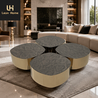 Table basse en marbre noir, table basse de salon, table basse en marbre de luxe post-moderne