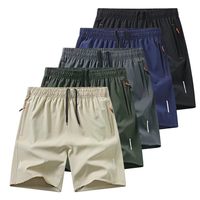 Celana Pria Anti-Bakteri Cepat Kering Bahan Polyester 100% untuk Fitness/Pantai, Lengan Tiga Perempat, Ukuran Besar, Model Longgar