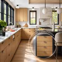 Meubles de cuisine Japandi modernes : Service d'aménagement intégré clé en main, cuisine sur mesure en bois naturel pour projet de villa