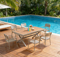 Table et chaises de jardin rétractables pour extérieur, structure entièrement en aluminium, empilables, résistantes aux UV, mobilier commercial personnalisé en gros