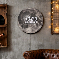 Horloge numérique ronde à LED avec affichage électronique de grande taille, lumière néon, pour la maison, la décoration artistique, le bureau, le mur, avec température