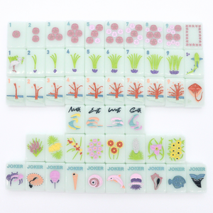 Jeu de Mahjong américain inspiré de la côte sud, avec tuiles Barrier Island – 160 tuiles en acrylique, peintes à la main et gravées, blanches - Product Image 1