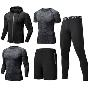 <span class=keywords><strong>Abbigliamento</strong></span> da <span class=keywords><strong>Palestra</strong></span> da <span class=keywords><strong>Uomo</strong></span> Dropshipping Ingrosso Logo Personalizzato Shark Set 5 Pezzi in Poliestere Dry Fit Fitness per <span class=keywords><strong>Uomo</strong></span> - Product Image 4