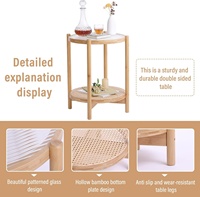 Combohome Meubles en rotin personnalisés modernes et simples Table basse intelligente en bambou Table d'extrémité de canapé en verre