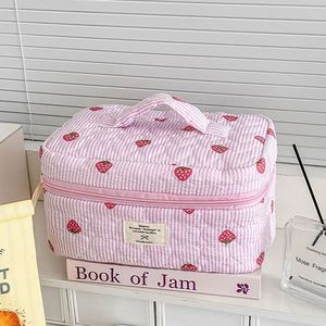 Large Capacity Cotton Zipper Foldable Outdoor Travel Makeup Organizer Storage Practical Cosmetic <b>Bag</b> Soft Handle for Gift - Product Image 1