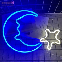 Letrero LED de Neón con Diseño de Luna y Estrella para Halloween, Decoración de Pared Acrílica Brillante para Hogar, Fiestas, Bares, Cafés, Dormitorios, Cuartos de Hombre y Regalos de Boda