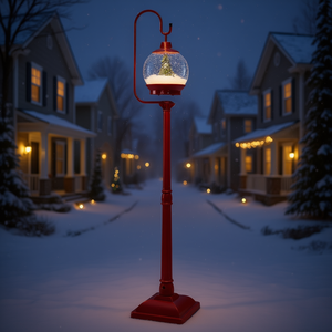 Lanterne de rue musicale de Noël festive, 68 pouces, rouge, avec globe à neige LED, éclairage extérieur pour les fêtes - Product Image 2