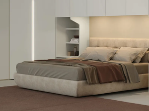 Lit moderne Letti avec espace de rangement, sommier à lattes, revêtement en velours, cadre en bois, système de levage à gaz, tête de lit rembourrée, respectueux de l'environnement - Product Image 2