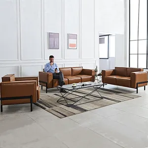 Zeitgenössische Büromöbel 1 2 3-Sitzer-Sofa Couch Brown Schnitts ofa aus modernem Leder
