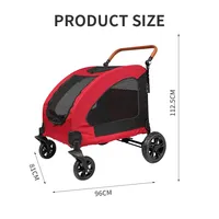 Poussette pour chien pour grands chiens-Wagon pour chien poignée réglable et lucarne en maille respirante, double entrée, 4 roues adaptées aux petits, moi