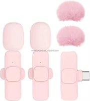 Microphone Lavalier Professionnel K12 Sans Fil à Revers, Microphone Double Sans Fil K8 Rose pour iPhone et Téléphone Mobile Android