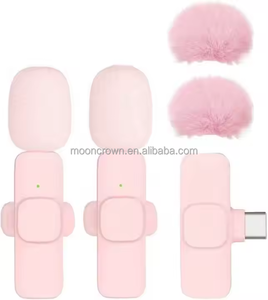 Micrófono de Solapa Inalámbrico K12 Profesional para Podcast Micrófono Lavalier K8 Doble Inalámbrico Rosa para Teléfono Móvil iPhone y Android - Product Image 1