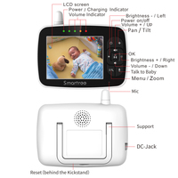 Moniteur vidéo pour bébé à prix d'usine, écran LCD TFT 3,5 pouces, vision nocturne, communication bidirectionnelle, caméra HD panoramique/inclinaison, surveillance de la température, berceuses