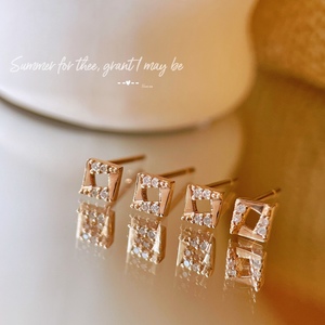 Boucles d'oreilles en or véritable pur 14k, petits clous solides, nouvelle tendance, de haute qualité, cerceaux en Vermeil, Rose Moissanite, 3-7mm, offre spéciale - Product Image 4