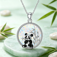 Collier avec pendentif en opale de feu blanche Panda mignon