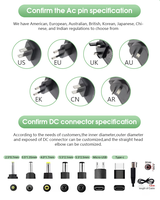 Adaptateur secteur multi-prises interchangeable AC/DC 1,5A certifié FCC CE UKCA PSE KC avec prise en matériau PC