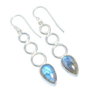 925 argent Dangle naturel Labradorite pierres précieuses argent goutte boucle d'oreille boucles d'oreilles en argent massif fait à la main indien bijoux en gros - Product Image 1
