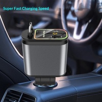 Chargeur de voiture transfrontalier B1 Starry Sky OLIVER Fit 120W à charge ultra-rapide, type-C, quatre ports, câble rétractable, allume-cigare
