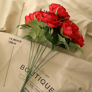 Roses artificielles à 7 têtes, arrangement <span class=keywords><strong>de</strong></span> fleurs artificielles, bouquet en soie pour la maison, le bureau, <span class=keywords><strong>les</strong></span> fêtes et la décoration <span class=keywords><strong>de</strong></span> mariage - Product Image 2