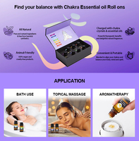 Vente en gros de coffret cadeau d'huiles essentielles aromathérapeutiques en roll-on pour la méditation, l'équilibre des chakras |   Cadeaux de yoga et de reiki