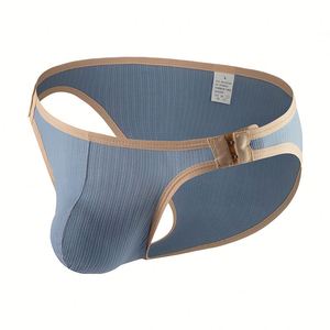 Caleçons ajustables à blocs de couleur pour hommes, séchage rapide, taille réglable, boutonnage apparent, doux pour la peau, sexy, taille basse pour jeunes garçons - Product Image 2