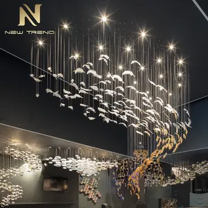 Stile moderno decorazione per interni Hotel Villa centro commerciale scala lampadario a LED in vetro appeso personalizzato
