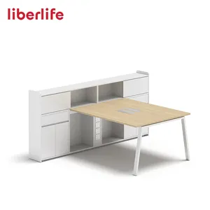 Modern Furniture Employee Desk Workstation PC Computer Two Seat Team Work Office Table