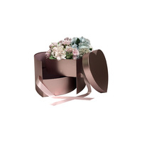 Boîte cadeau de fleurs rotative à double couche en forme de cœur haut de gamme avec ruban pour l'emballage de bouquets de la Saint-Valentin