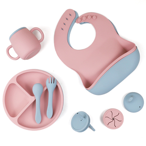 2025 silicon yếm bán chạy bé nguồn cung cấp Silicone bé ăn đặt trẻ sơ sinh Đặt món quà bé Tấm đặt - Product Image 2
