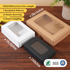 Custom Logo <b>Black</b> Kraft Corrugated Mailer <b>Box</b> with Clear PVC Window Eco-friendly Shipping Gift Packaging One-stop Solution - Product Image 1