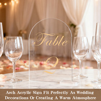 Panneaux de table arqués en acrylique transparent vierges personnalisables pour mariage, numéros de table en acrylique pour décorations de fête