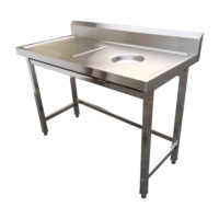 Table de travail en acier inoxydable 201/304 personnalisée, banc de travail assemblé avec trou de vidage, capacité de charge robuste de 300 kg/m pour cuisine