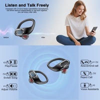 Earbuds Nirkabel Lantronlife Q33 untuk Olahraga, Earphone Lari dengan Indikator Baterai Digital dan Pengait Telinga, Chipset JL