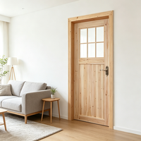 Warm Rural Solid Fir Lattice Solid Wood Door Multiple Sizes Timber Door for Courtyard House