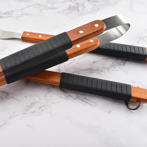 Bán Buôn 3 Piece Thịt Nướng Thép Không Gỉ Non Stick Mềm Tay Cầm Bằng Gỗ <span class=keywords><strong>Bbq</strong></span> Grill Công Cụ <span class=keywords><strong>Set</strong></span> - Product Image 5